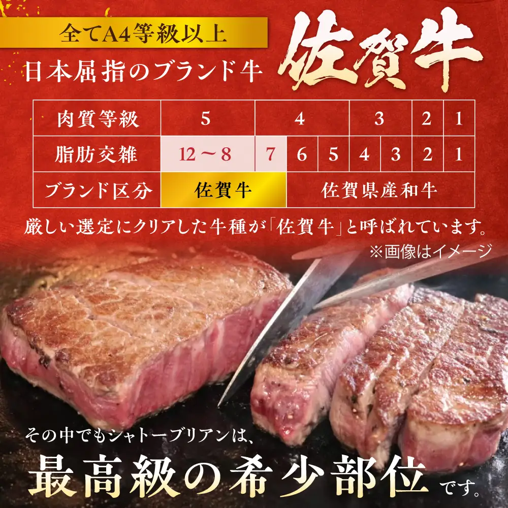  佐賀牛 シャトーブリアンステーキ 200g×4 黒毛和牛 希少部位[FCH023]