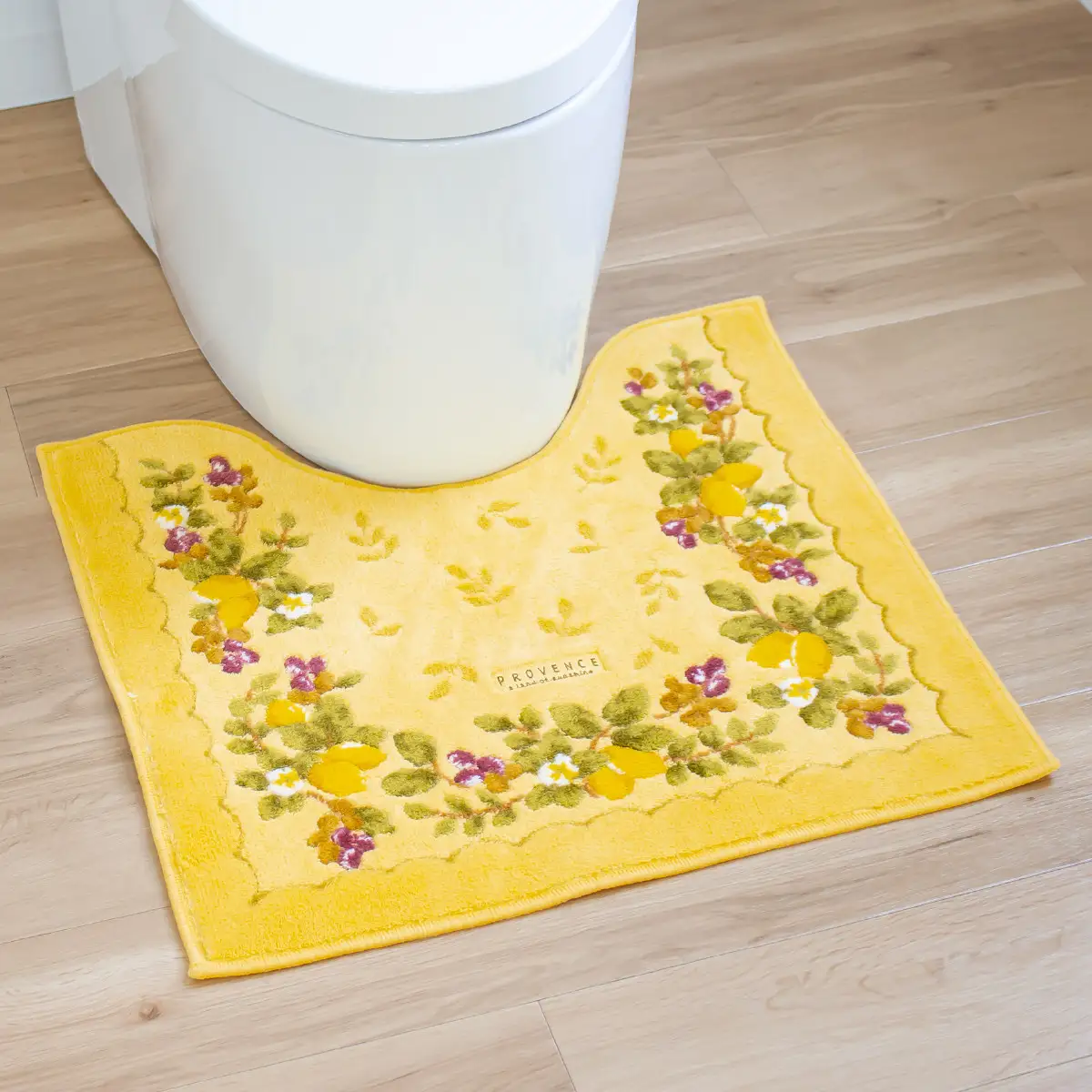 プロヴァンス シエル トイレマット 約58×60cm イエロー 抗菌防臭 おしゃれ かわいい 洗える ボタニカル トイレ マット 風水