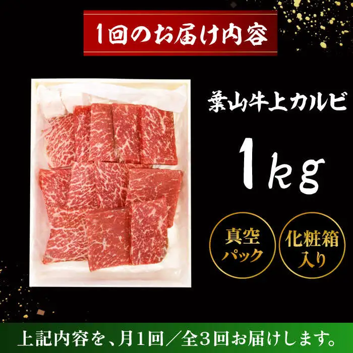 【全3回定期便】 葉山牛 上カルビ1Kg ／カルビ 上カルビ[ASAP047]