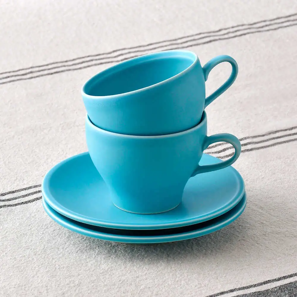 【波佐見焼】 コーヒーカップ＆ソーサー トルコブルー 2点セット マット【福田陶器店】[PA392]