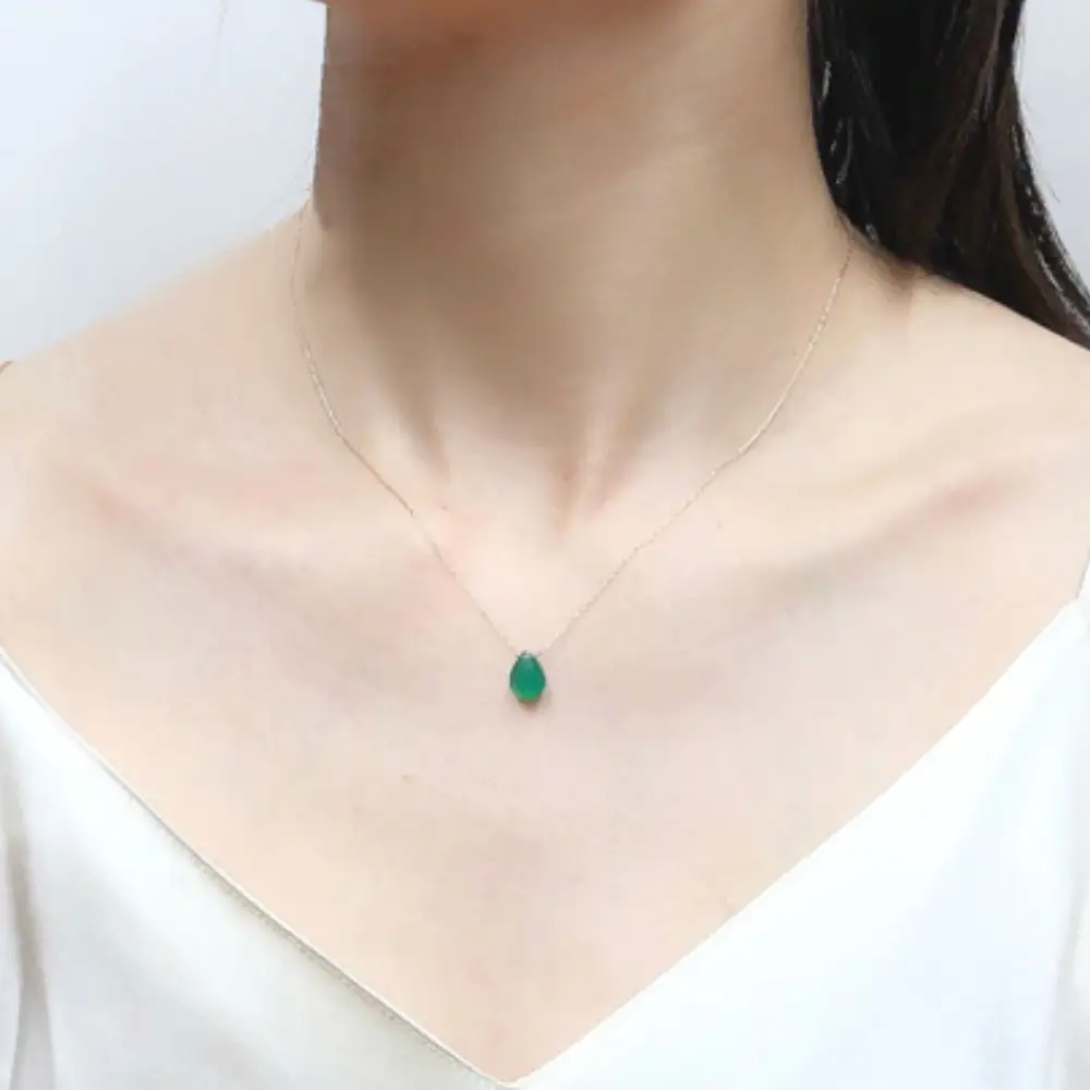 ナチュラルストーン ネックレス K18チェーン グリーンオニキス ジュエリー KAORU