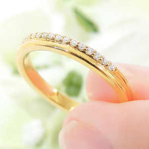 結婚指輪 K18YG イエローゴールド ダイヤモンド 0.12ct 18金 重ねづけ風 華やか 二連 2連 ハーフエタニティ レディース リング 【331-k18yg】 ALPAZ170
