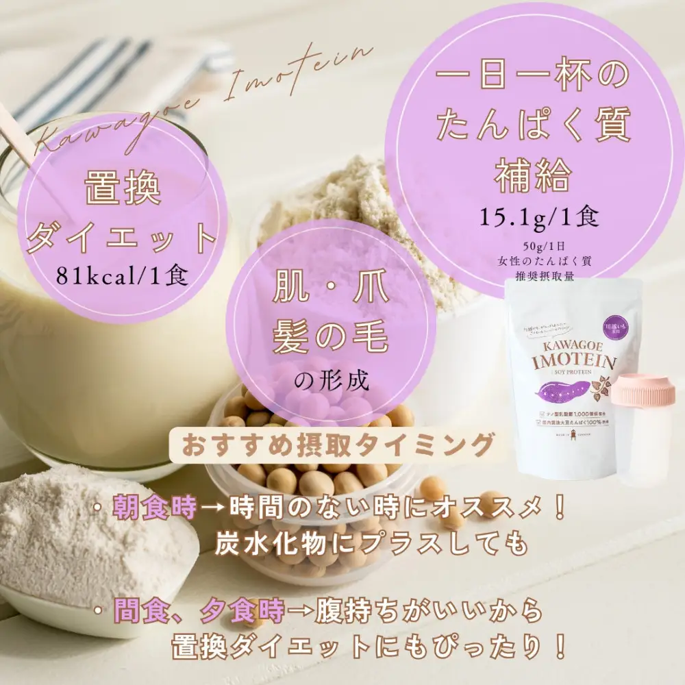 川越発さつまいも味のソイプロテイン KAWAGOE IMOTEIN（カワゴエ イモテイン）500g×１袋