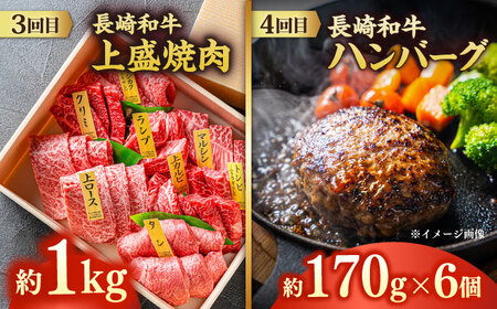 【6回定期便】長崎和牛4名 [ECS076] 牛肉 牛肉定期便