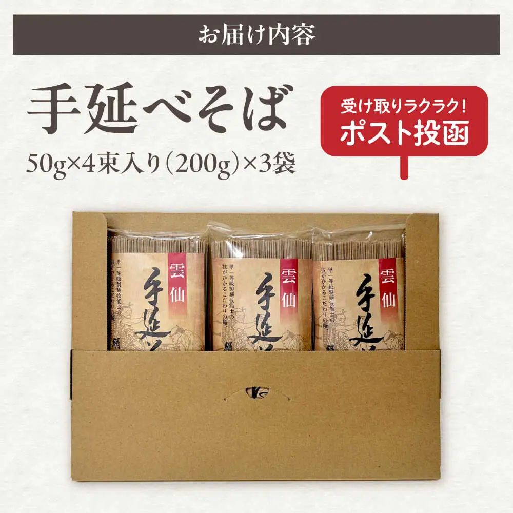 【希少！強いコシ】手延べ そば 600g (200ｇ×3袋) / 蕎麦 ソバ そば 乾麺 麺 / 南島原市 / 野村屋[SCS014]