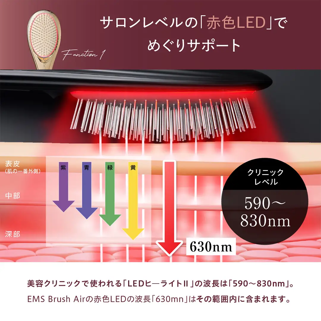 WAVEWAVE EMS Brush Air クッションブラシ ピンクゴールド クッションブラシ EMS 赤色LED
