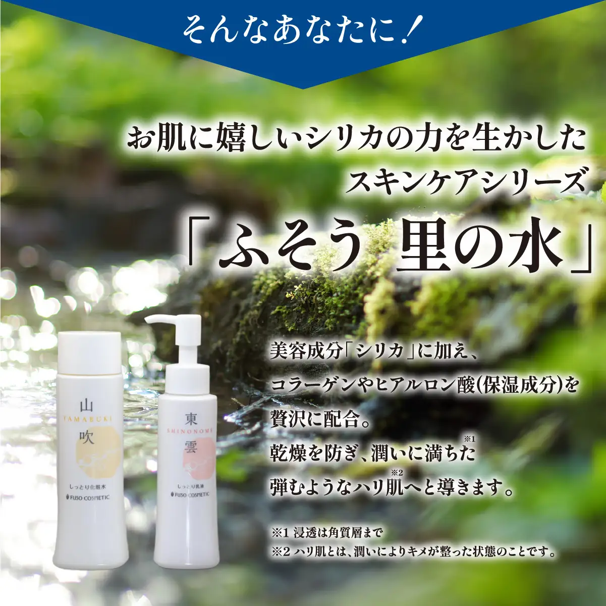 【能勢の天然水スキンケア】 《スキンケアセット 2本》 萌黄 (超しっとり化粧水) + 東雲 (しっとり乳液) 各1本セット | 株式会社ふそう | 基礎化粧品 シリカ 敏感肌 乾燥肌対策 コスメ 化粧品 セット | 大阪府 能勢町 送料無料 | 株式会社ふそう