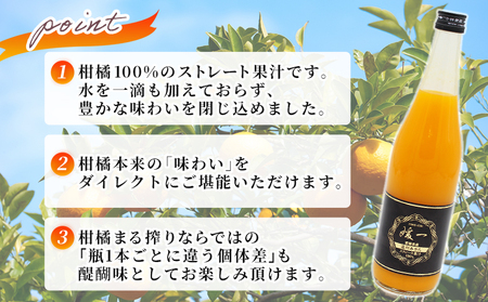 ＜媛一ジュース みかん 720ml×6本＞ 国産 オレンジジュース みかんジュース 果汁100% ストレートジュース 愛媛県産 西宇和 果汁 ジュース 愛媛 みかん オレンジ 飲料 蜜柑ジュース セット 小林果園 愛媛県 西予市 【常温】『最短10営業日以内に発送予定』OKE0005
