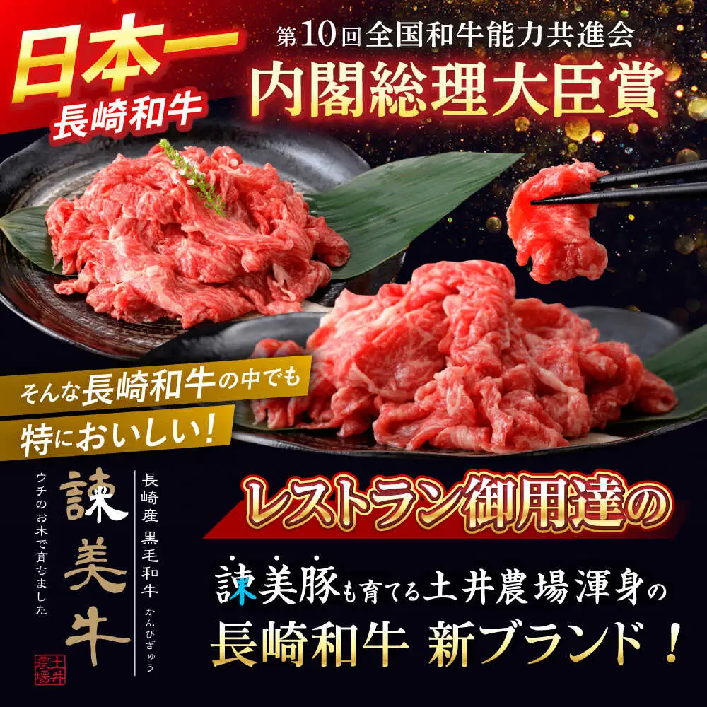 【ブランド牛＆ブランド豚の食べ比べ】諫美牛 切り落とし 600g(300g×2) ＆ 黒豚諫美豚プレミアム100 ウデ肉 切り落とし 600g(300g×2) / 切り落とし 牛肉 食べ比べ A5 赤身 焼肉 豚 豚肉 小分け ブラント豚 ハム / 諫早市 / 株式会社土井農場[AHAD102]