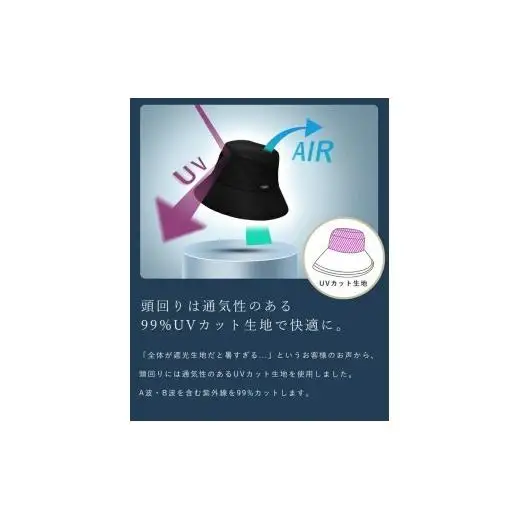ロサブラン T/Cバケットハット (つば裏遮光/通気性あり) 【カーキ(M)】[020154-002-m] 071-b024  