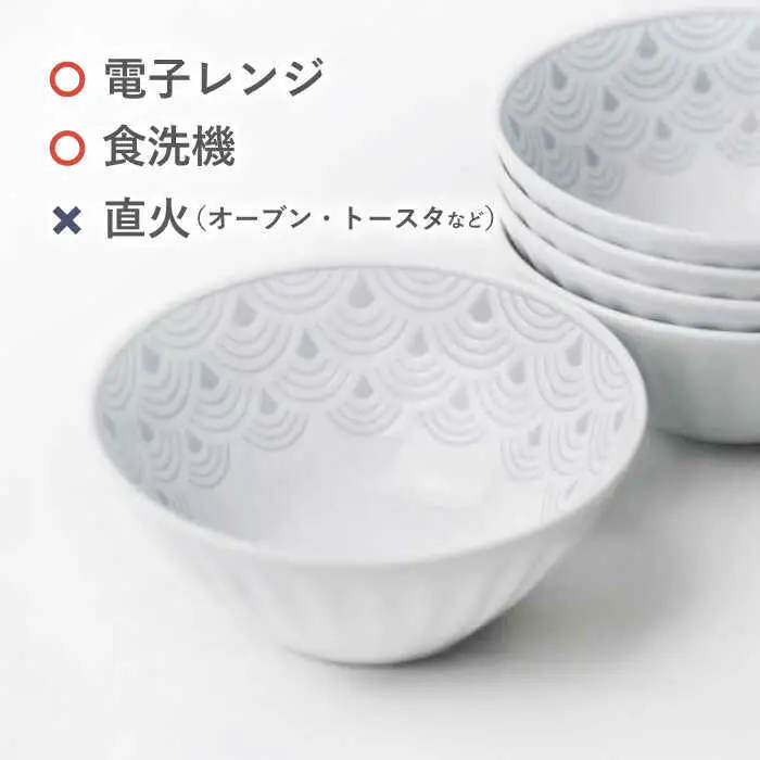 【波佐見焼】青海波グレー ボウル Sサイズ 5個セット【聖栄陶器】[TG30]