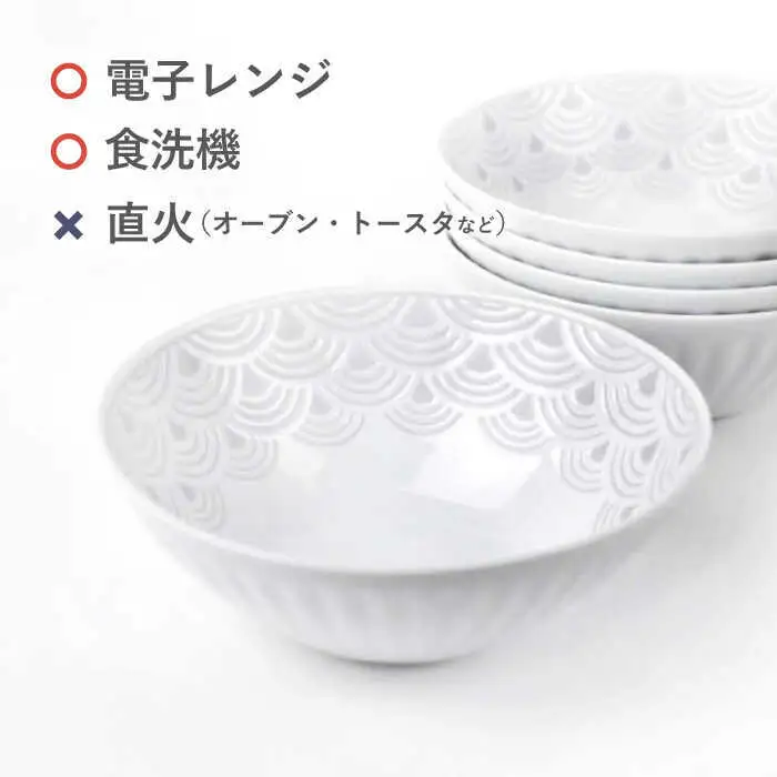 【波佐見焼】青海波グレー ボウル Mサイズ 5個セット【聖栄陶器】[TG31]