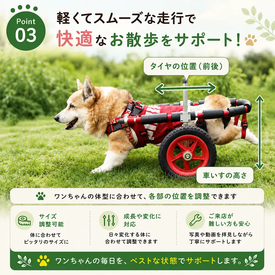 犬用車椅子 中型犬用 三輪 犬用車椅子【背丈33〜65cm 体重22kg以下】【要事前相談】