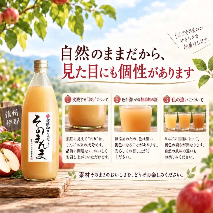 無添加！100%そのまんまりんごジュース　6本入り【015-65】