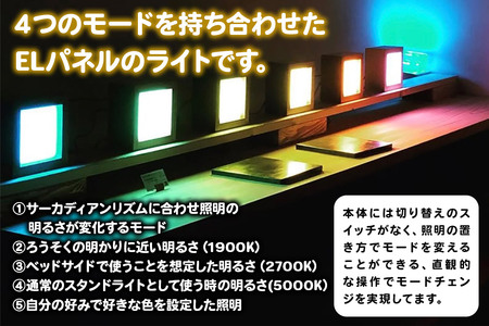 「リズム」角度や時間で色が変わるELパネルライト