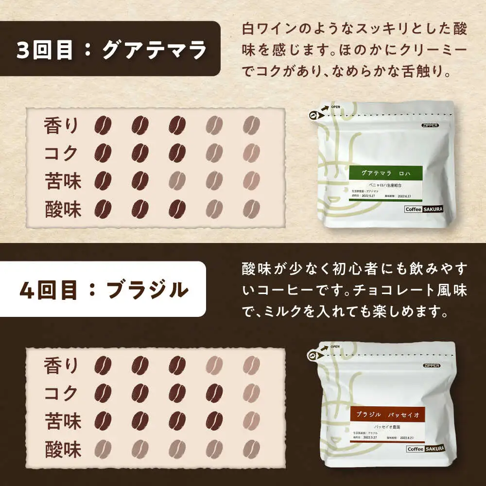【全6回定期便】世界のコーヒー豆 満足便(豆) / 珈琲 コーヒー / Coffee SAKURA[BBAB152]