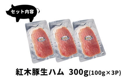 生ハム 紅木豚 300g 100g×3P ブランド豚 盛岡三元豚 生ハム 有限会社トゥレイス