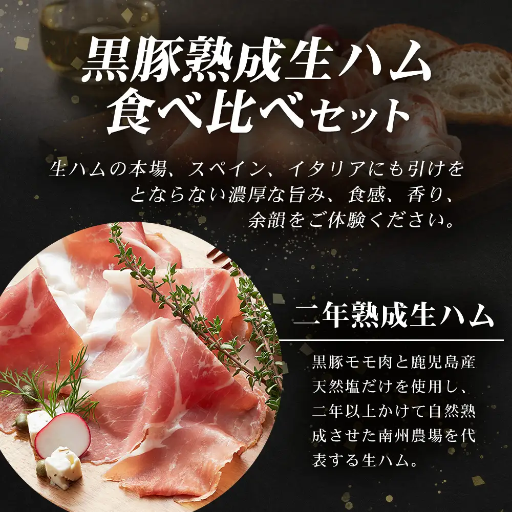 南州農場 黒豚熟成生ハム 4種食べ比べ セット 冷蔵 NS-9 | 国産 肉 お肉 豚肉 豚 にく ぶた かごしま黒豚 生ハム 最高峰 熟成ハム コッパ パンチェッタ コッホサラミ スパイス サラミ 詰め合わせ 産地直送 ギフト プレゼント 贈り物 鹿児島県 南大隅町