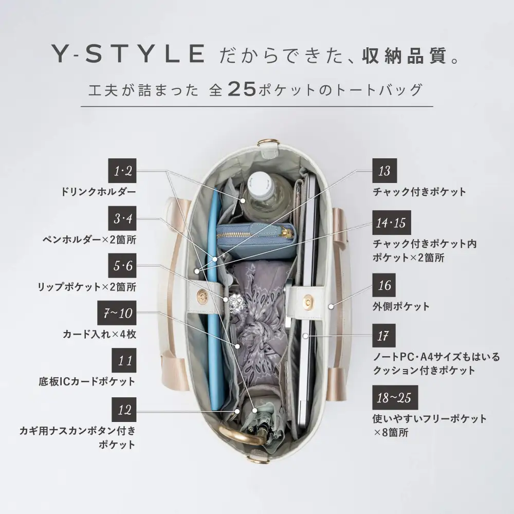 Y-STYLE 魔法の収納トートバッグ Mサイズ【ブラック】