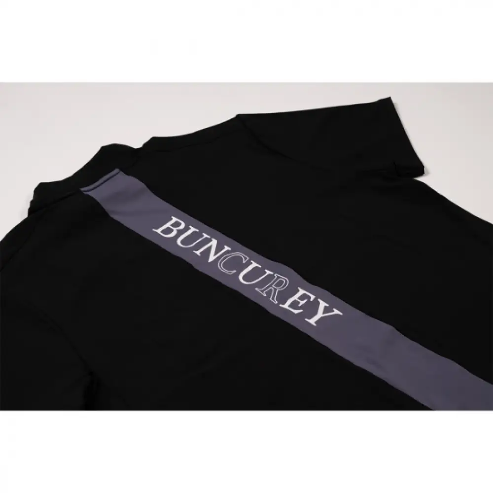 BUNCUREY　ゴルフウェア　バイカラー半袖モックネック（BM23SS-02-007）ブラック／サイズ5