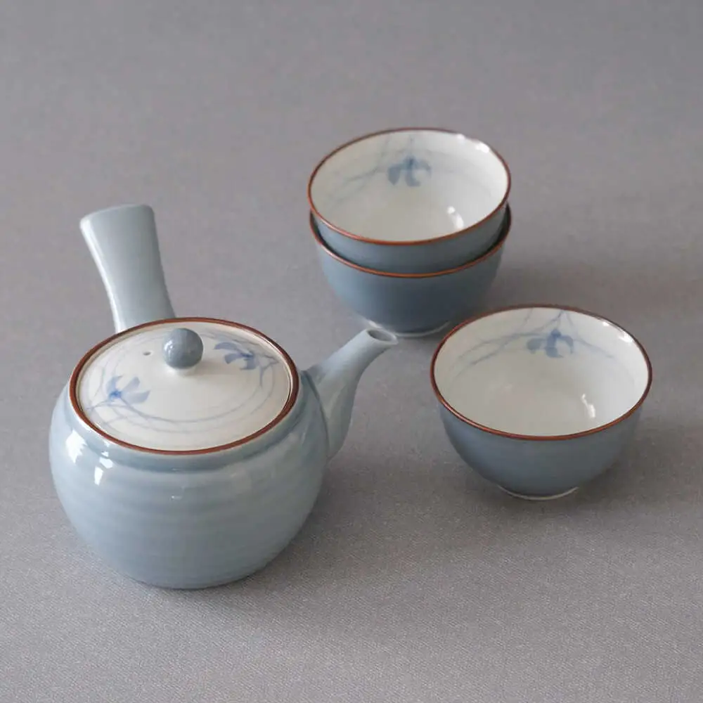 【波佐見焼】グレー蘭 急須茶器揃 湯呑み 茶器 食器【西海陶器】[OA491]