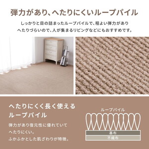 ループパイルでへたりにくい、高機能カーペット ステラ 江戸間4.5帖 1枚 600094