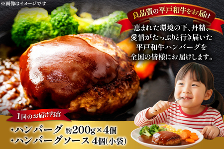 ハンバーグ 牛肉 2月発送 A5ランク 平戸牛 和牛 ハンバーグ 200g 4個