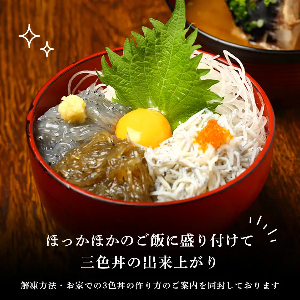 湘南しらす　3色セット｜魚介 湘南産しらす 食べ比べ 人気 おすすめ しらす 小魚 海産物 おつまみ 冷凍 食品 加工品 おすすめ 人気 送料無料 神奈川県 小田原市