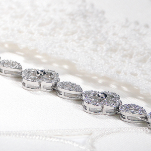 ブレスレット プラチナ Pt900 ダイヤモンド 1.8ct クローバー ドロップ  モチーフ テニスブレスレット ゴージャス ダイヤモンドブレス ダイヤブレスレット 腕輪 四つ葉 豪華 レディース 透け感 【f291-pt】 ALPAZ172