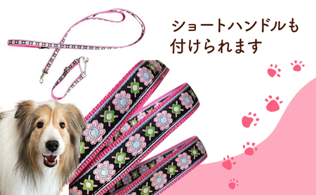 【中型犬用・Mサイズ】 ハーフチョークカラーとリードのセット（ノスタルジックピンクフラワー）ペット用品 首輪 リード 中型犬 ビーグル 柴犬 ボーダーコリー フレンチブルドッグ ペット 犬 ワンちゃん セット 浜松市