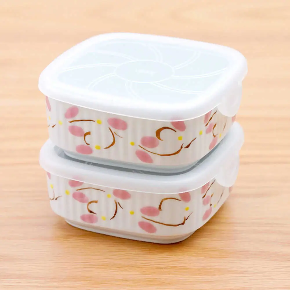 【波佐見焼】角パック 唐草 ピンク 2個セット【団陶器】[PB214]