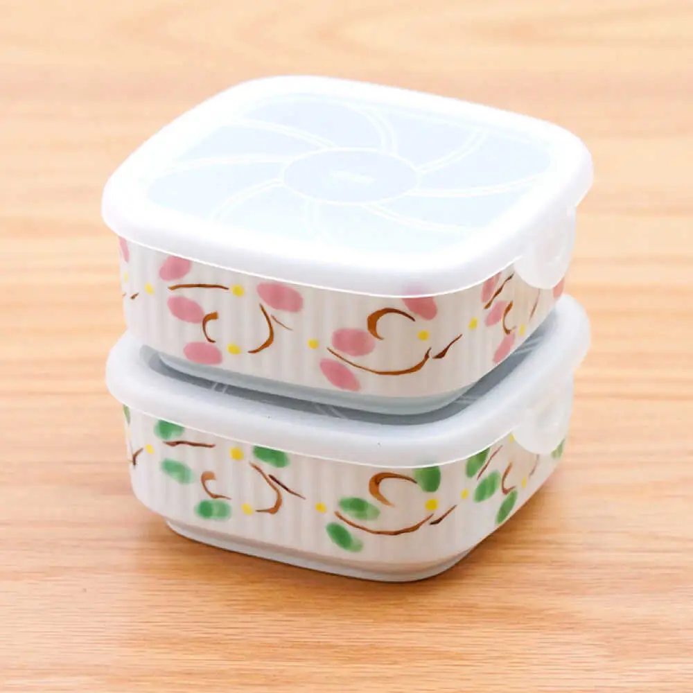【波佐見焼】角パック 唐草 ペア 2色セット グリーン・ピンク【団陶器】[PB216]