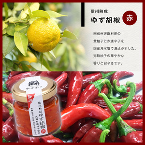 全て手仕事で仕込んだ　天龍村特産 信州熟成ゆず胡椒 [青][赤] 各2個セット
