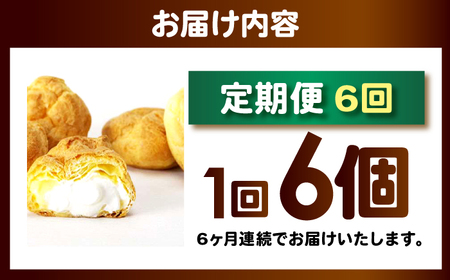 【6回定期便】シュークリーム ダブルクリーム ラップシュー 6個入り / 洋菓子 お菓子 スイーツ 個包装 【配送不可地域：北海道、北東北（秋田、青森、岩手）、九州、沖縄、離島】 小浜市 / 志保重[BFBF016]