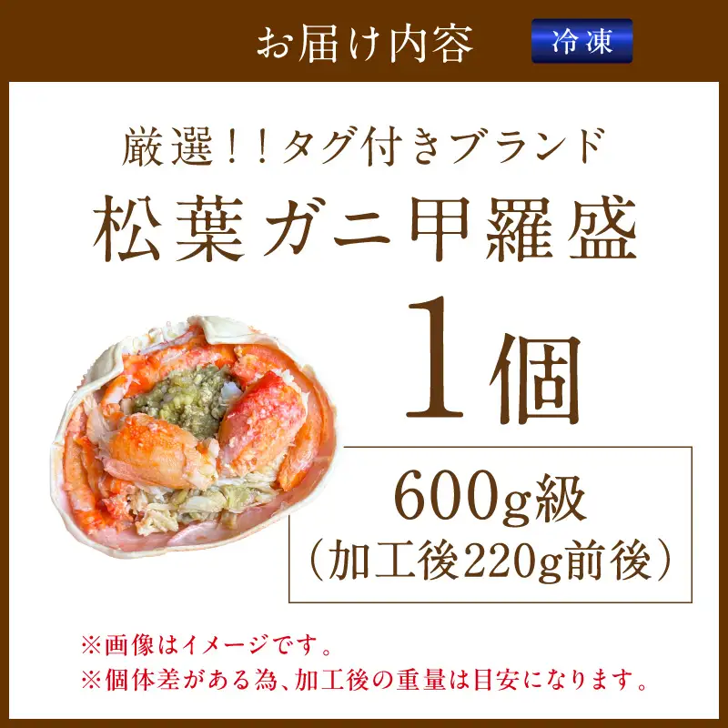 【厳選！タグ付きブランド蟹】松葉ガニ甲羅盛 1個（600g級） ふるさと納税 松葉ガニ 甲羅盛 カニ 蟹 ズワイガニ 蟹みそ ほぐし身
