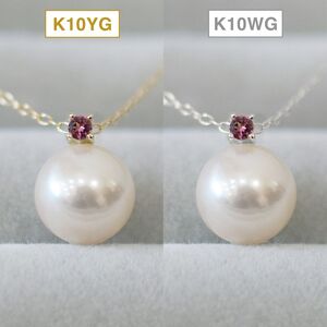 S085-562_あこや真珠 ペンダント ネックレス 8ｍｍ - 8.5mm K10 天草 熊本 ホワイトピンク 誕生石 10月 ピンクトルマリン 半貴石 本真珠