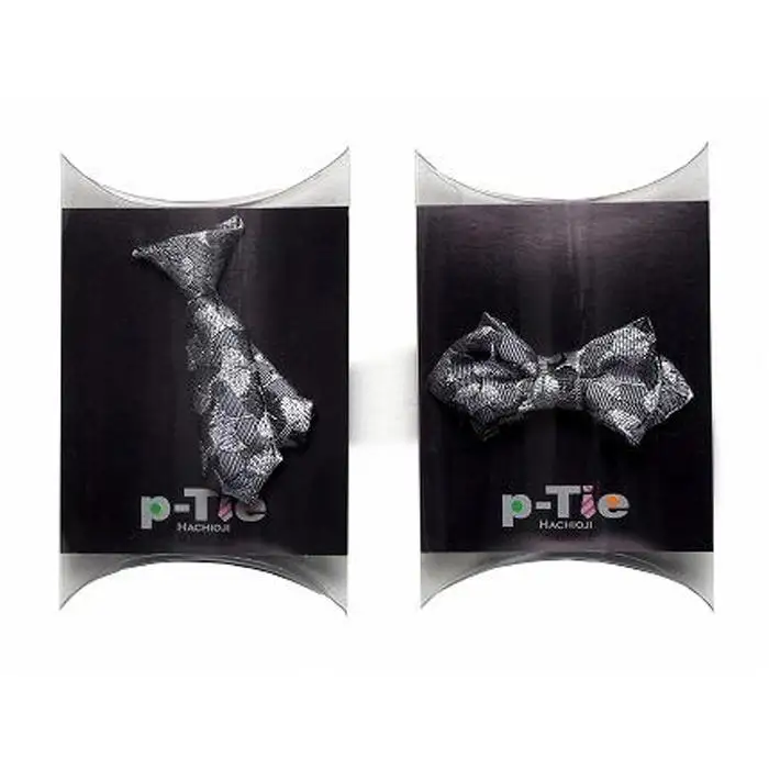 シルク100%のミニネクタイ　「ｐ-Ｔｉｅ」2種セット（シルバー系）| ネクタイ 父の日
