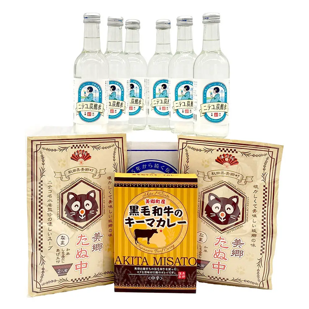 ニテコ炭酸水6本とたぬ中・キーマカレーのセット 炭酸飲料 カレー キーマカレー レトルト 中華麺