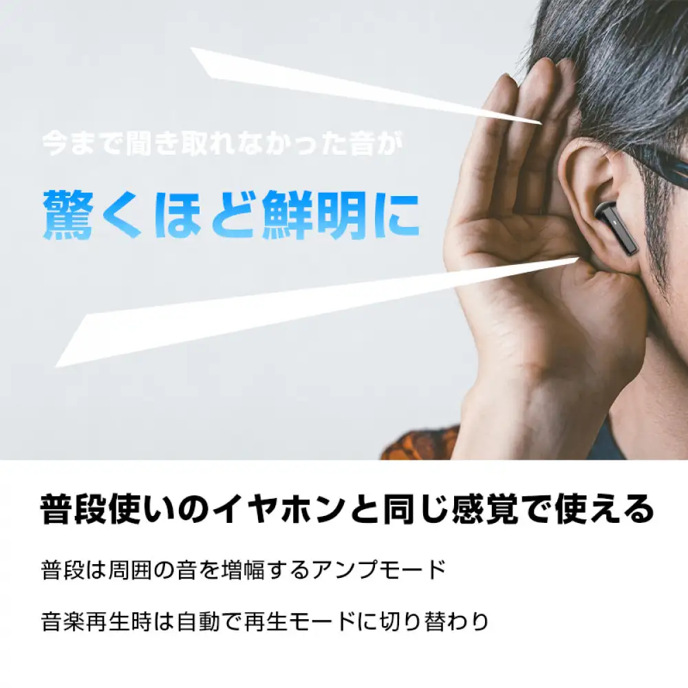 ワイヤレスイヤホン型集音器 ＜ホワイト＞音を大きくする 5段階音量 音声拡聴器 Bluetooth 5.4 カナル型 遅延ゼロ TWSワイヤレスヘッドセット 2025年 新発売 ANC+ENC ノイズキャンセリング クリア通話 ハンズフリー通話 USB充電 90日安心保証付き 【PL保険加入済み製品・安心】
