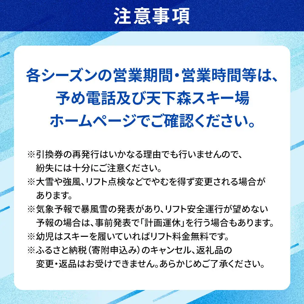 横手市天下森スキー場 スキーリフト共通1日券（一般）引換券 ゆうパケット