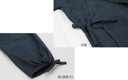【男性用/日本製】 三河木綿 作務衣 メンズ 上下セット 綿100%_LL／ネイビー【G0535】