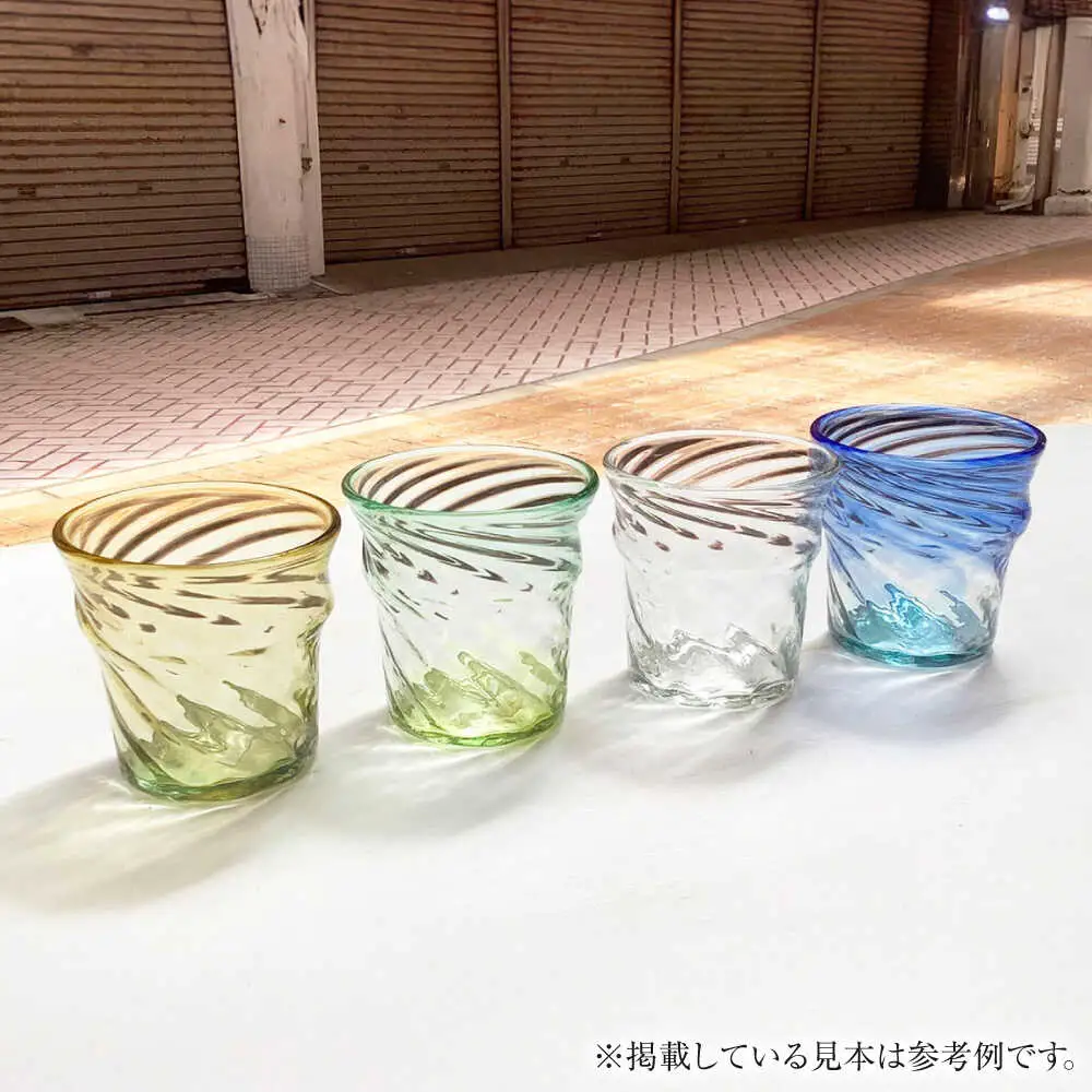 沖縄の彩り 琉球グラス 紅型コースター4点セット ロックグラス 琉球ガラス 工芸品 手作り 職人 沖縄市 / コザ工芸館ふんどぅ[BCAU021]