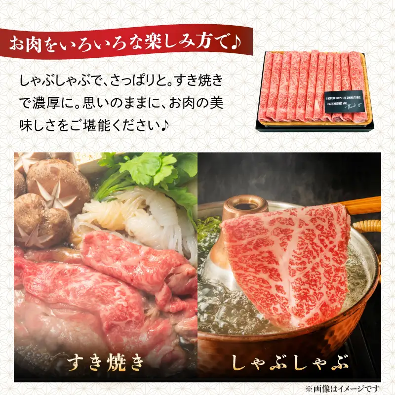 【厳選部位】【A4～A5】博多和牛サーロインしゃぶしゃぶすき焼き用　500g 肉 お肉 黒毛和牛 博多和牛 和牛 サーロイン 贅沢 逸品 濃厚 旨み とろける美味しさ しゃぶしゃぶ すき焼き 贈り物 化粧箱 福岡県 八女市 214-029