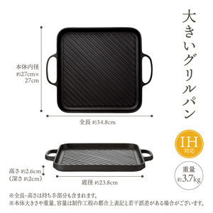 南部鉄器 鉄板グリル 27cm 【OIGEN 作】 IH調理器 伝統工芸品 鉄フライパン キッチン用品 食器 日用品 調理器具 グリルプレート アウトドア キャンプ [Z0001]