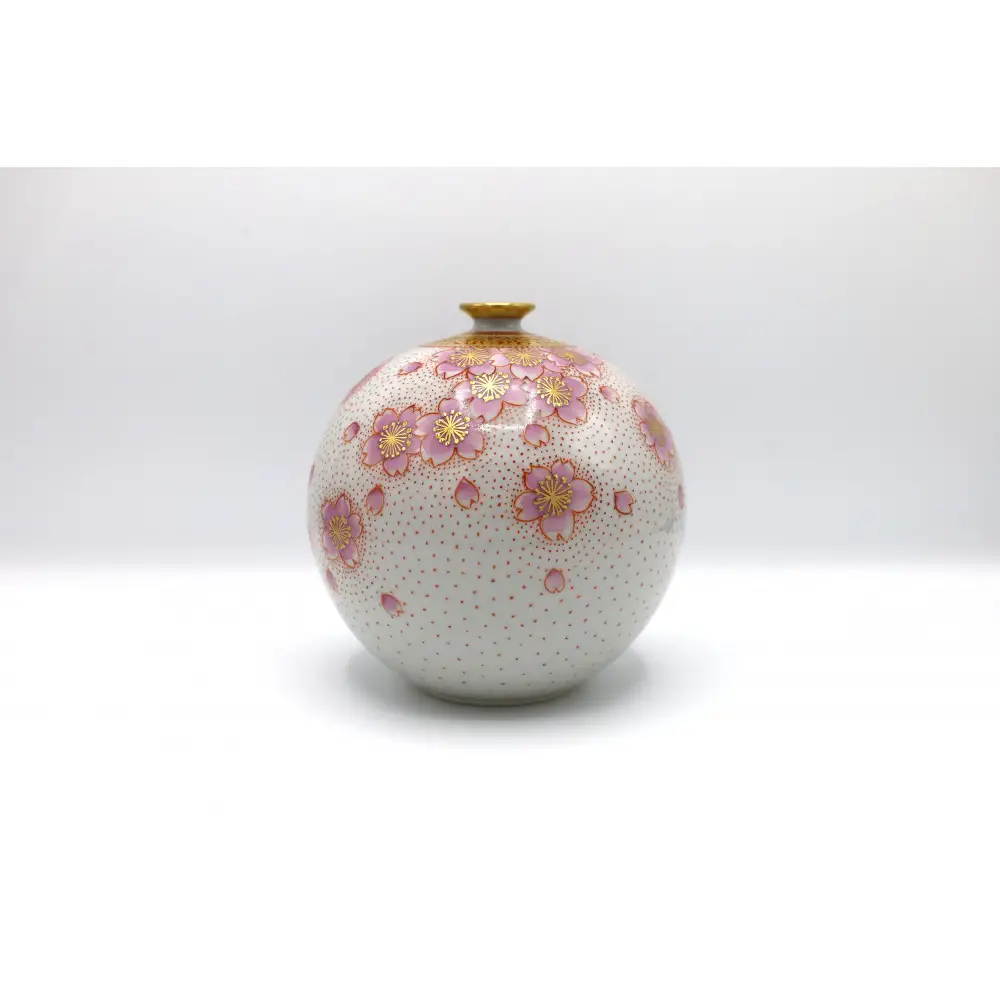 九谷焼 4号花瓶・金襴手桜
