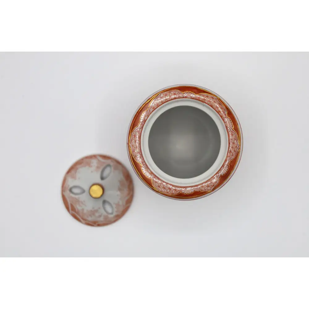 九谷焼 3.5号香炉・赤絵細描咲華文