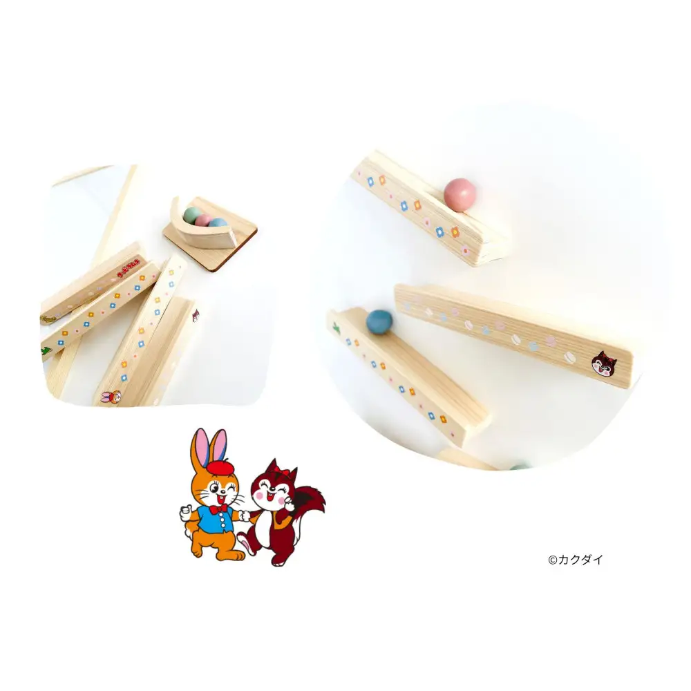 クッピーラムネ×クッコル やさしい木のレール コロコロ遊びなごや限定品 木のおもちゃ 木製玩具 ボード付き