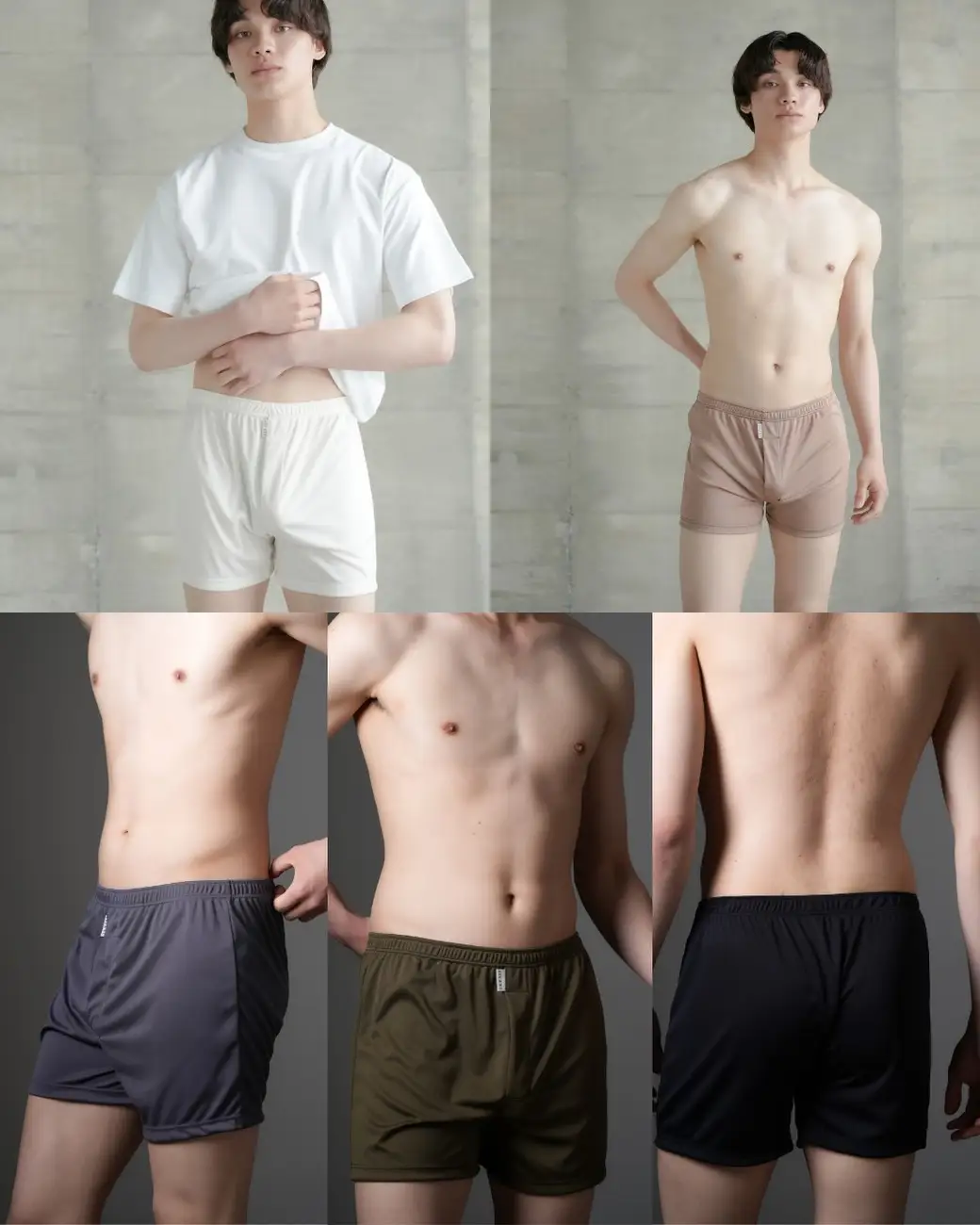 ZIVANE メンズ ショートトランクス XLサイズ 5枚 無地 08：Olive×08：Olive×09：Navy×09：Navy×11：Gray