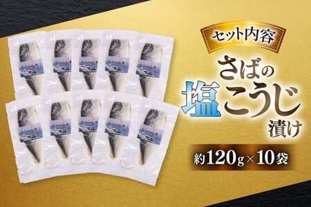 鯖 さば 漬け魚 漬魚 塩麹 塩こうじ 冷凍 魚 切り身 サバの塩こうじ漬け 10袋 (約120g/袋)