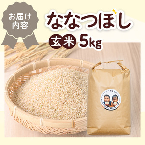 《数量限定》北海道 士別市朝日町の元気ファミリー米 ななつぼし 玄米 (5kg) 米 お米 北海道米 北海道産 北海道米 士別市産 ごはん 5kg 【渡邉農園】【B7144】